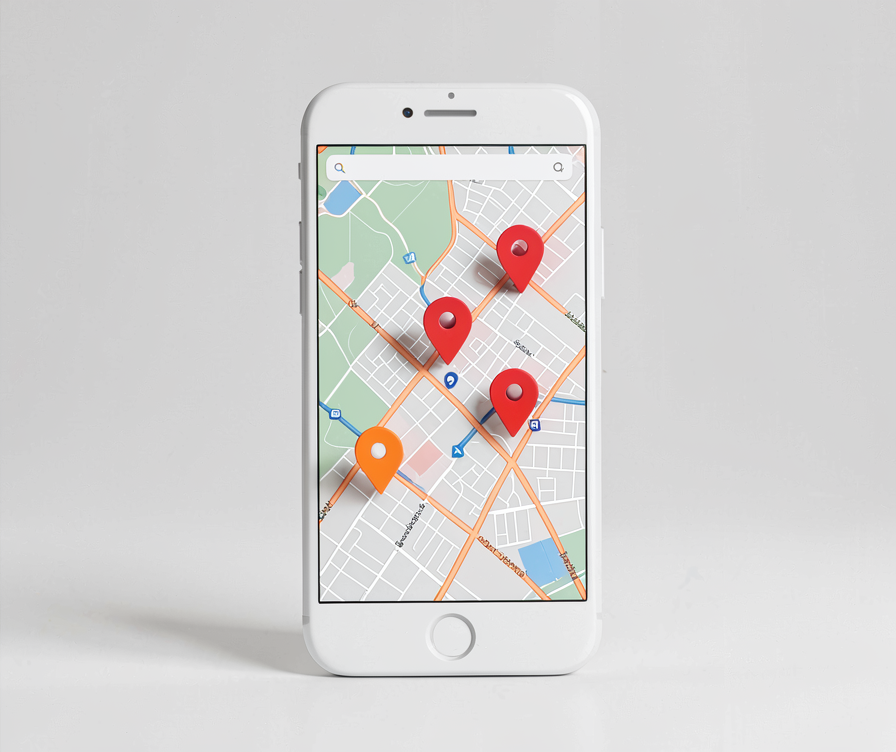 Local SEO map with Melbourne location pins on a smartphone